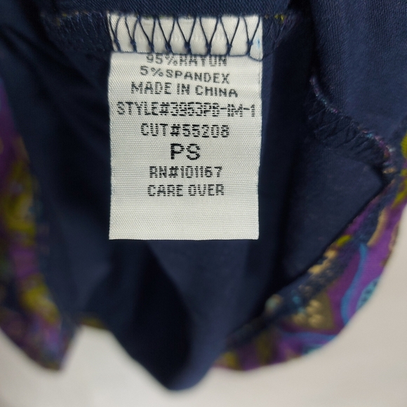 Cha-Cha Vente Paisley Blue 1/2 Sleeve Tunic Bathing Suit Cover, Small - Picture 6 of 9